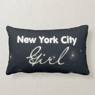 Coussin Rectangle Fille de New York City - ciel bleu et étoiles