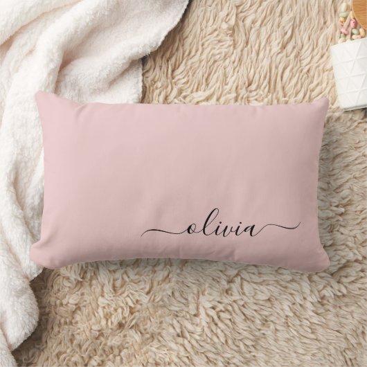 Coussin Rectangle Fille rose rousse Vierge Script Monogramme Nom Mod (Couverture)