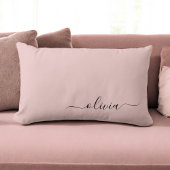 Coussin Rectangle Fille rose rousse Vierge Script Monogramme Nom Mod