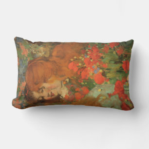 Coussin Rectangle Filles avec des pavots rouges (par George Henry)