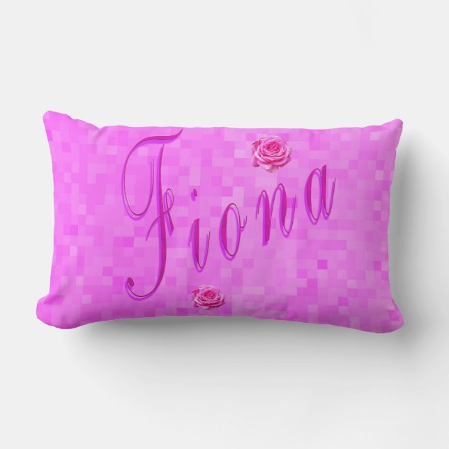 Coussin Rectangle Fiona Nom Logo Sur La Mosaïque Rose, (Recto)