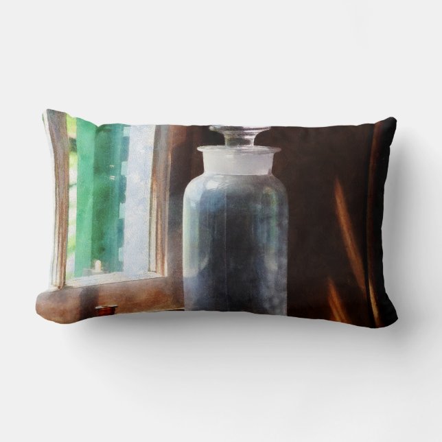 Coussin Rectangle Flacon de réactif et petite bouteille marron (Recto)