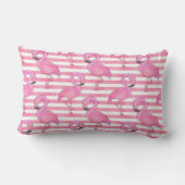 Coussin Rectangle Flamant rose d'aquarelle sur les rayures roses (Verso)
