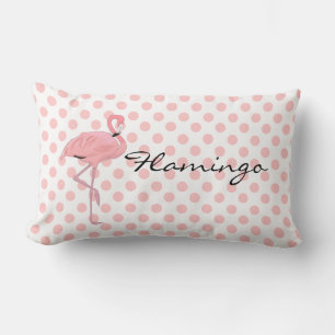 Coussin Rectangle Flamant rose et carreau roses de pois