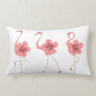 Coussin Rectangle Flamant rose  et Hibiscus
