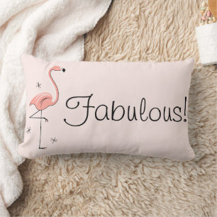 Coussin Rectangle Flamant rose 'Fabulous ! ' rayé lombaire