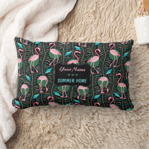 Coussin Rectangle Flamant rose Oiseaux des années 20 Ferns Art Déco