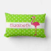 Coussin Rectangle Flamant rose Pointe rose et vert Polka Personnalis (Recto)