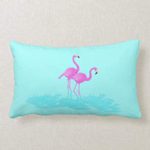 Coussin Rectangle Flamants roses dans l'étang sur le carreau