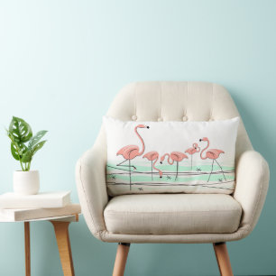 Coussin Rectangle Flamants roses Groupe lumbar