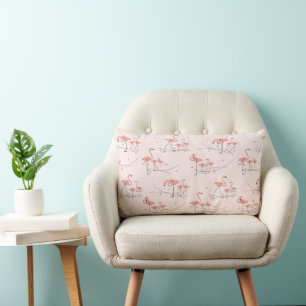 Coussin Rectangle Flamants roses rose multi lombaire