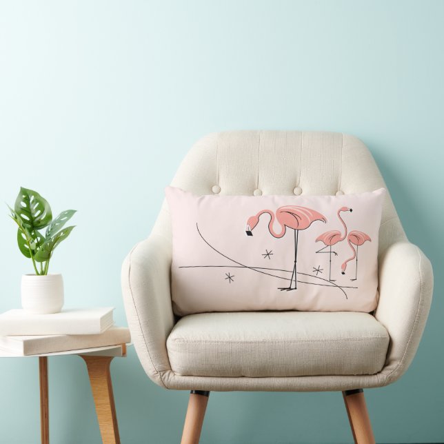 Coussin Rectangle Flamants roses Rose Trio 3 rose multi-dos lumbar (Chaise)