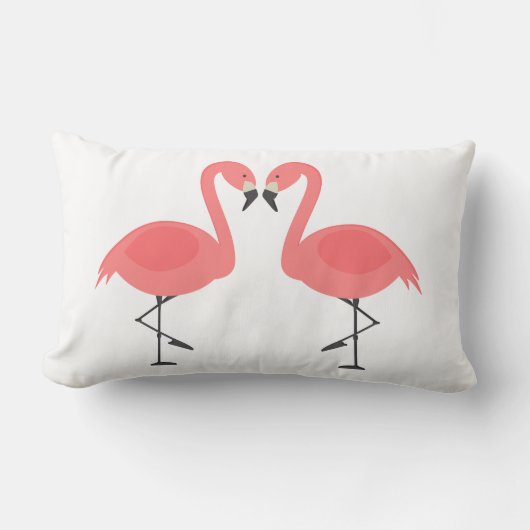 Coussin Rectangle Flamants Roses Tropicaux Amour - Mariage Plage Lua (Recto)