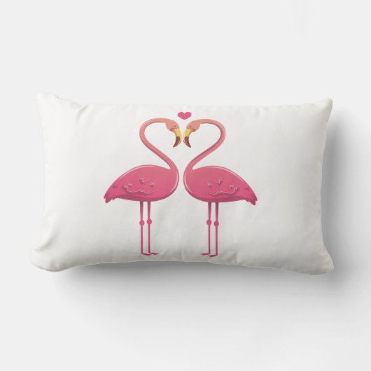 Coussin Rectangle Flamants Roses Tropicaux Amour - Mariage Plage Lua (Recto)