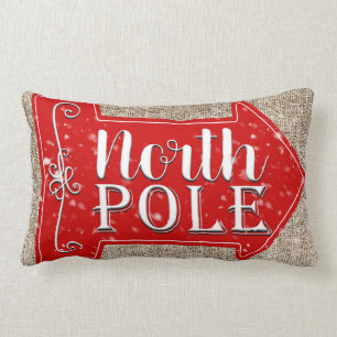 Coussin Rectangle Flèche rouge de Pôle Nord Noël rustique Fêtes