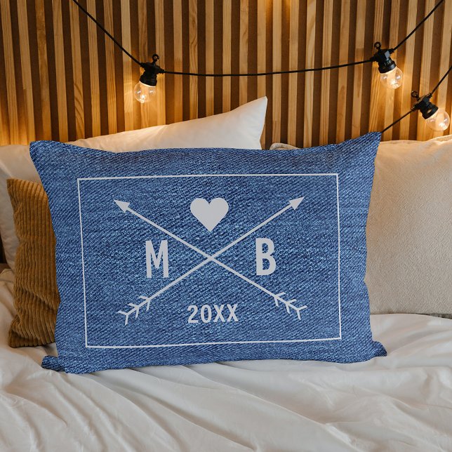 Coussin Rectangle Flèches Coeur d'Amour Monogrammé Personnalisées 20 (Créateur téléchargé)