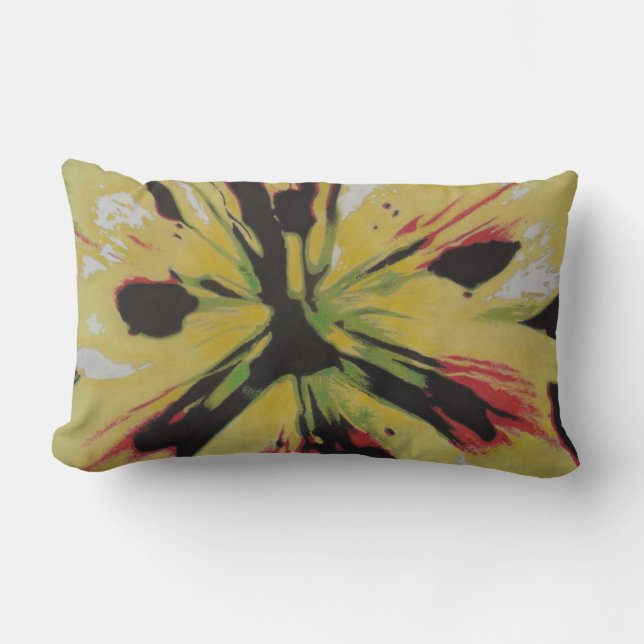 Coussin Rectangle fleur abstraite contemporaine colorée et vivante (Recto)