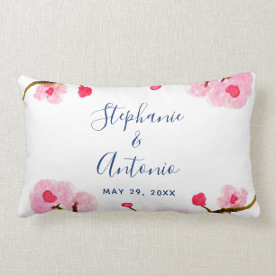 Coussin Rectangle Fleur de cerisier rose vif