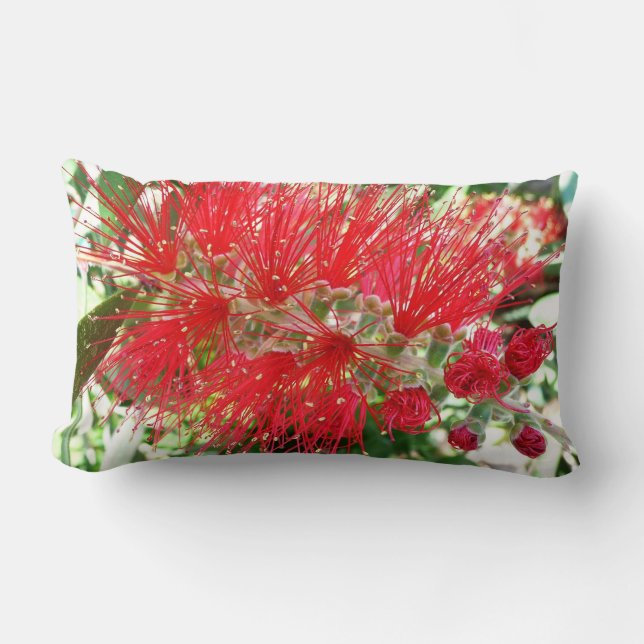 Coussin Rectangle Fleur de fond Rouge Tropical Floral (Recto)