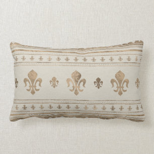 Coussin Rectangle Fleur de lis Pastel Gold