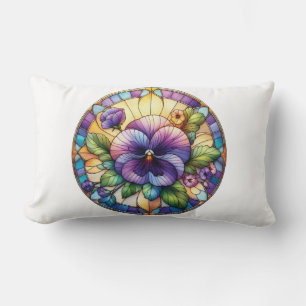 Coussin Rectangle Fleur de Pensée en Verre Coloré