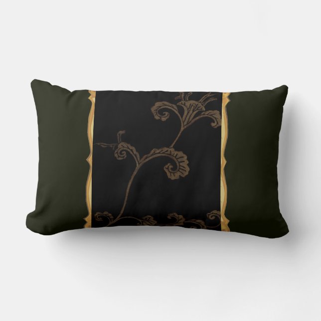Coussin Rectangle Fleur d'or noir (Recto)