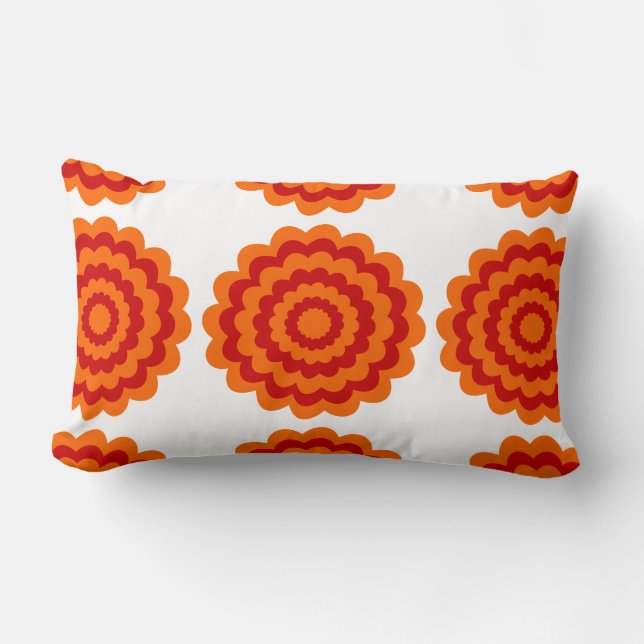 Coussin Rectangle Fleur géniale en orange et rouge (Recto)