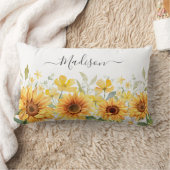 Coussin Rectangle Fleur jaune de monogramme Tournesol floral botaniq (Couverture)