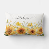 Coussin Rectangle Fleur jaune de monogramme Tournesol floral botaniq (Recto)