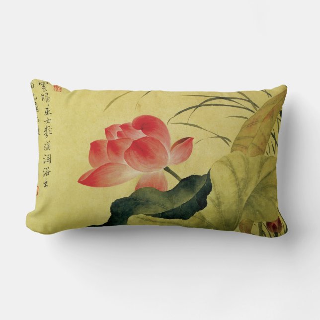 Coussin Rectangle Fleur Lotus de Yun Shouping (Recto)
