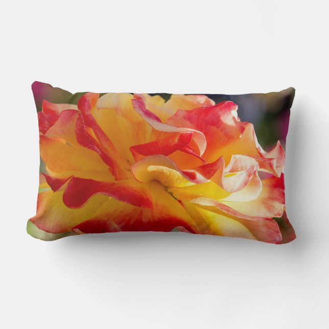 Coussin Rectangle Fleur rose couleur arc-en-ciel (Recto)