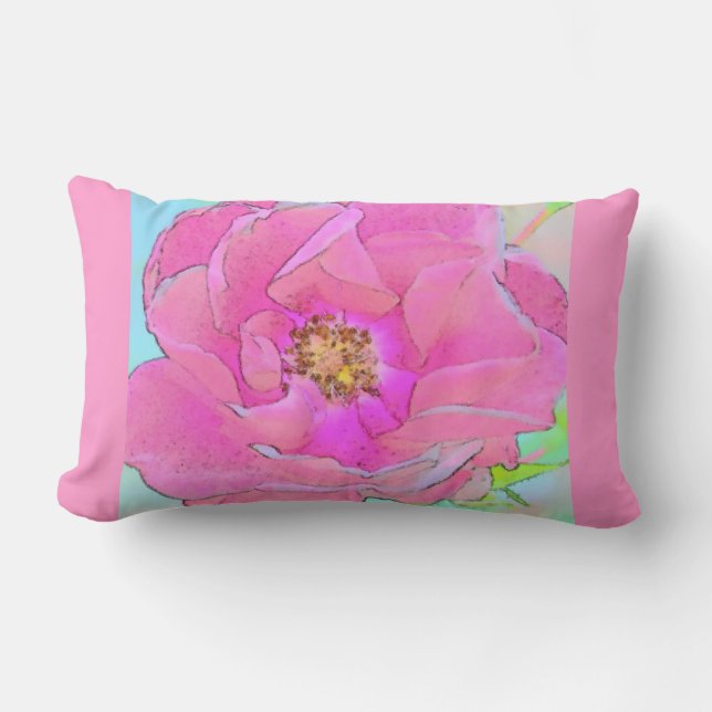 Coussin Rectangle Fleur rose pastel (Recto)