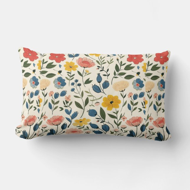 Coussin Rectangle Fleur rustique chaude (Recto)