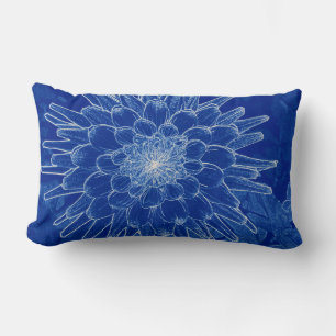Coussin Rectangle fleur sur bleu