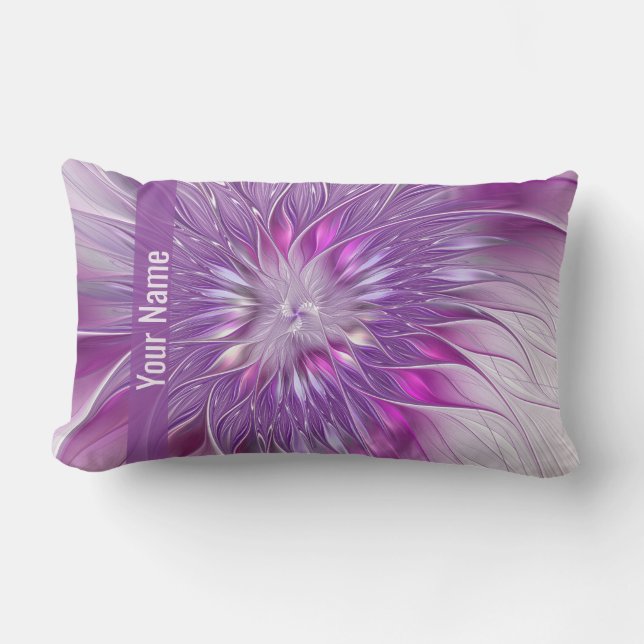 Coussin Rectangle Fleur violette rose Passion Abstrait Nom Fractal (Recto)