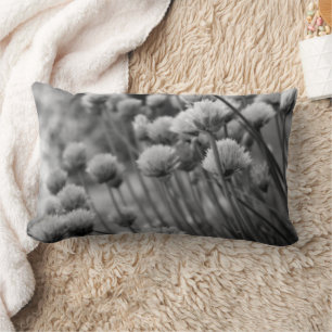 Coussin Rectangle Fleurs Allium Noir Et Blanc