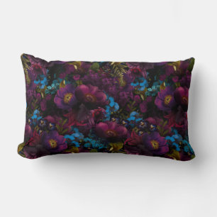 Coussin Rectangle Fleurs antiques violettes baroques luxuriantes sur