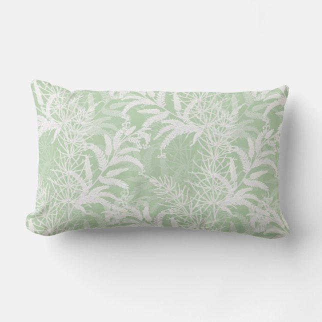Coussin Rectangle Fleurs blanches sur vert clair. (Recto)