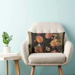 Coussin Rectangle Fleurs dans un vase, nature morte florale baroque