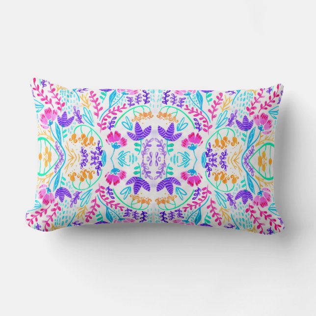 Coussin Rectangle Fleurs d'aquarelle jolies et colorées (Recto)