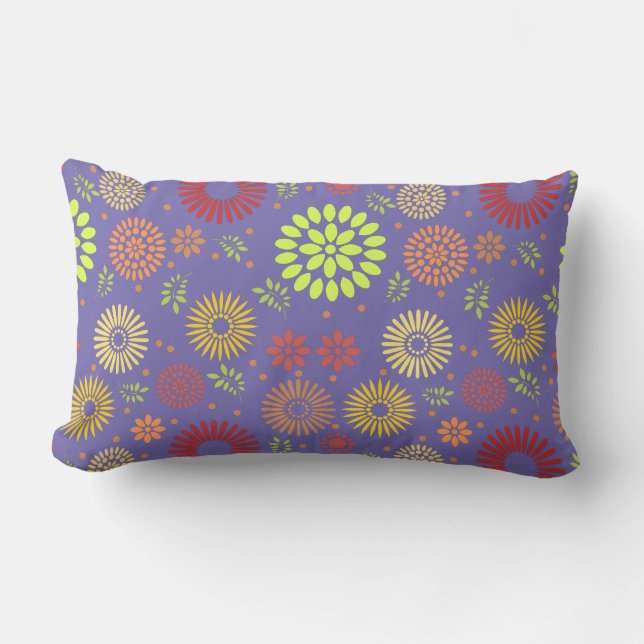 Coussin Rectangle Fleurs d'automne colorées dans des tons chauds (Recto)