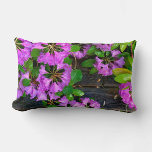 Coussin Rectangle Fleurs d'Azaleas roses, jardin rustique