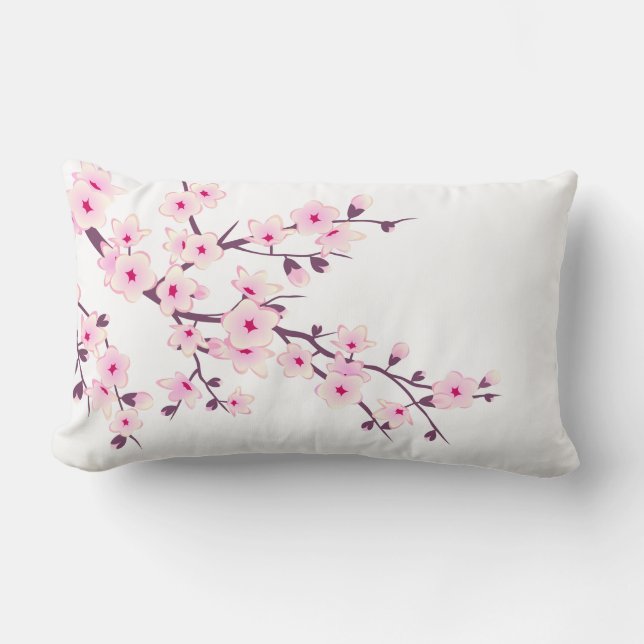 Coussin Rectangle Fleurs de cerisiers roses florales (Recto)