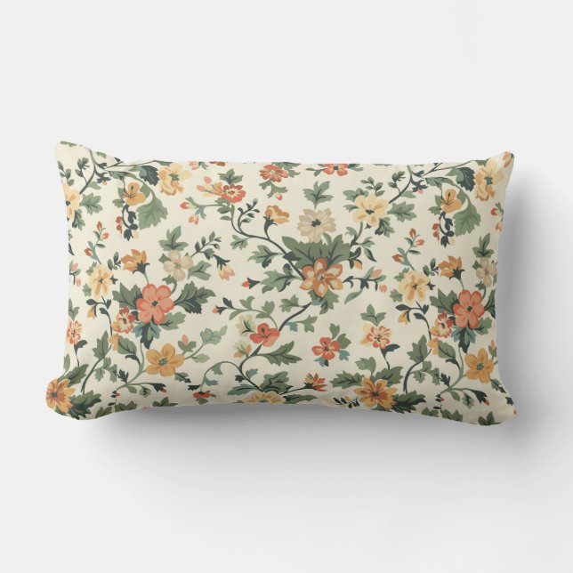 Coussin Rectangle Fleurs de crème élégantes (Recto)