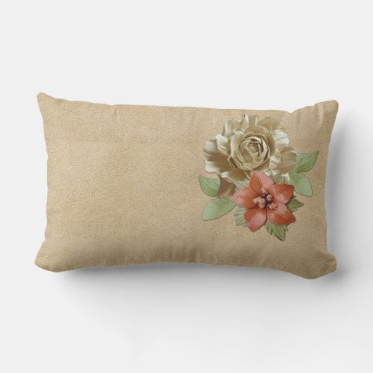 Coussin Rectangle Fleurs de cuir sur le daim (Verso)