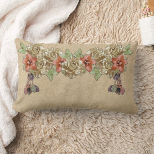 Coussin Rectangle Fleurs de cuir sur le daim (Couverture)