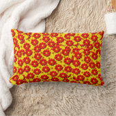 Coussin Rectangle Fleurs de dahlia rouges et jaunes (Couverture)