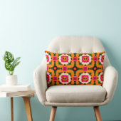 Coussin Rectangle Fleurs de dessin animé souriantes (Chaise)