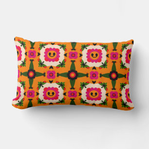 Coussin Rectangle Fleurs de dessin animé souriantes