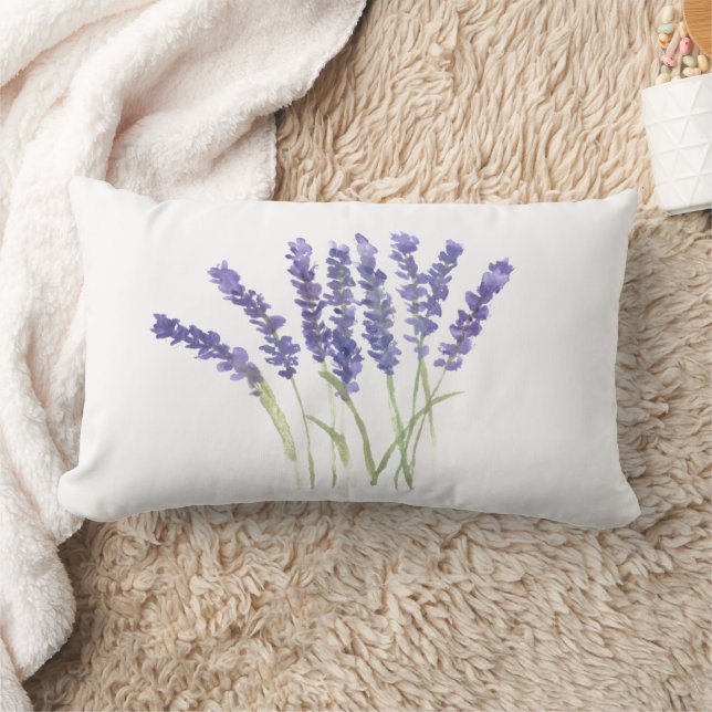 Coussin Rectangle Fleurs de lavande herbes d'aquarelle violet Floral (Couverture)